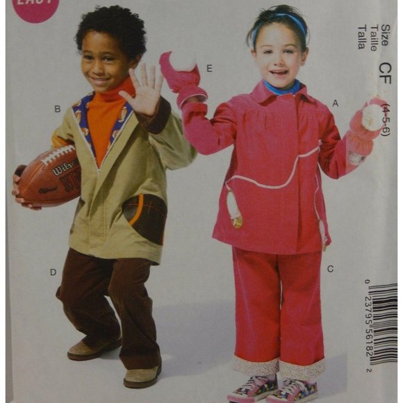 McCall's M6637 Child's Lined Jackets Pants Mittens Pttrn Size CF 4 - 5 - 6 UNCUT - Picture 4 of 6